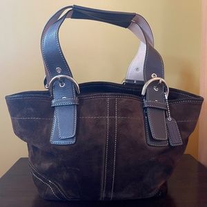 Suede Coach Shoulder Bucket Purse  (LIKE NEW)